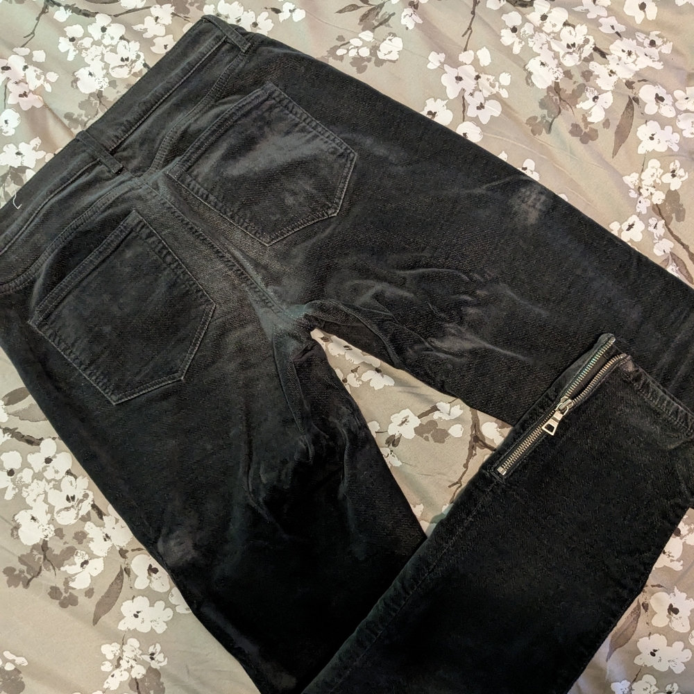LOFT Velvet Charcoal jeans pants with fun zipper details, Size 4